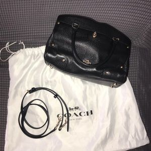 COACH BLACK LEATHER MERCER 24 SATCHEL CROSSBODY RIVETS SMALL